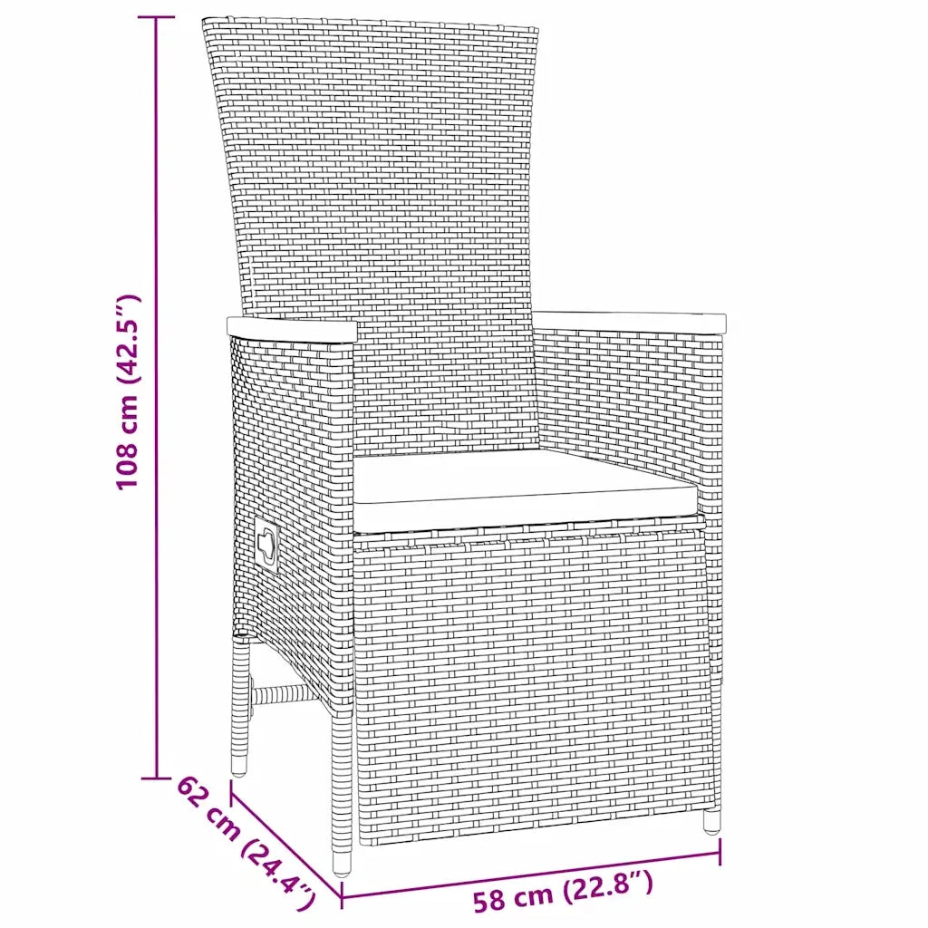 Set da Pranzo per Giardino con cuscino 3 pcs Grigio polyrattan 3379450