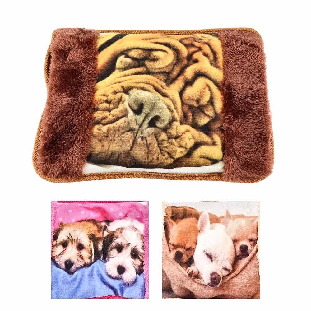 Trade Shop - Borsa Acqua Calda Elettrica Scaldino Scalda Mani In Tessuto Con Cuccioli 3965442 -