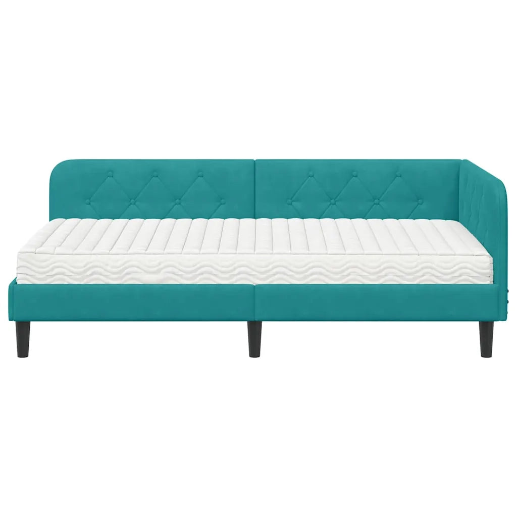 Cornice del letto ad angolo Turchese 100 x 200 cm Velluto 3394172