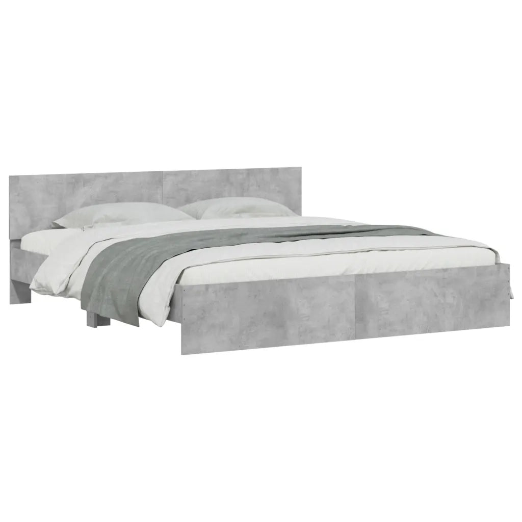 Letto matrimoniale | Letto per adulti | Giroletto con Testiera Grigio Cemento 180x200 cm