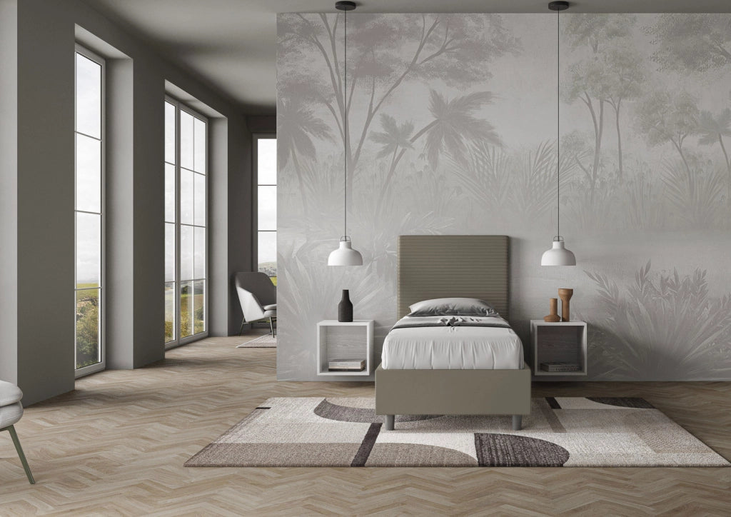 BS COM Letto singolo contenitore imbottito 90x210 similpelle cappuccino