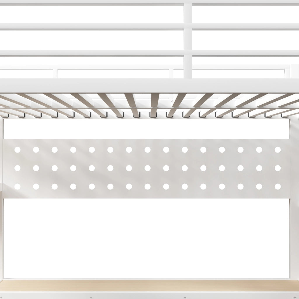DESMIU Lit mezzanino 140 × 200 cm 1 posto con 3 cassetti, LED regolabile, presa, senza materasso, in MDF e metallo, bianco