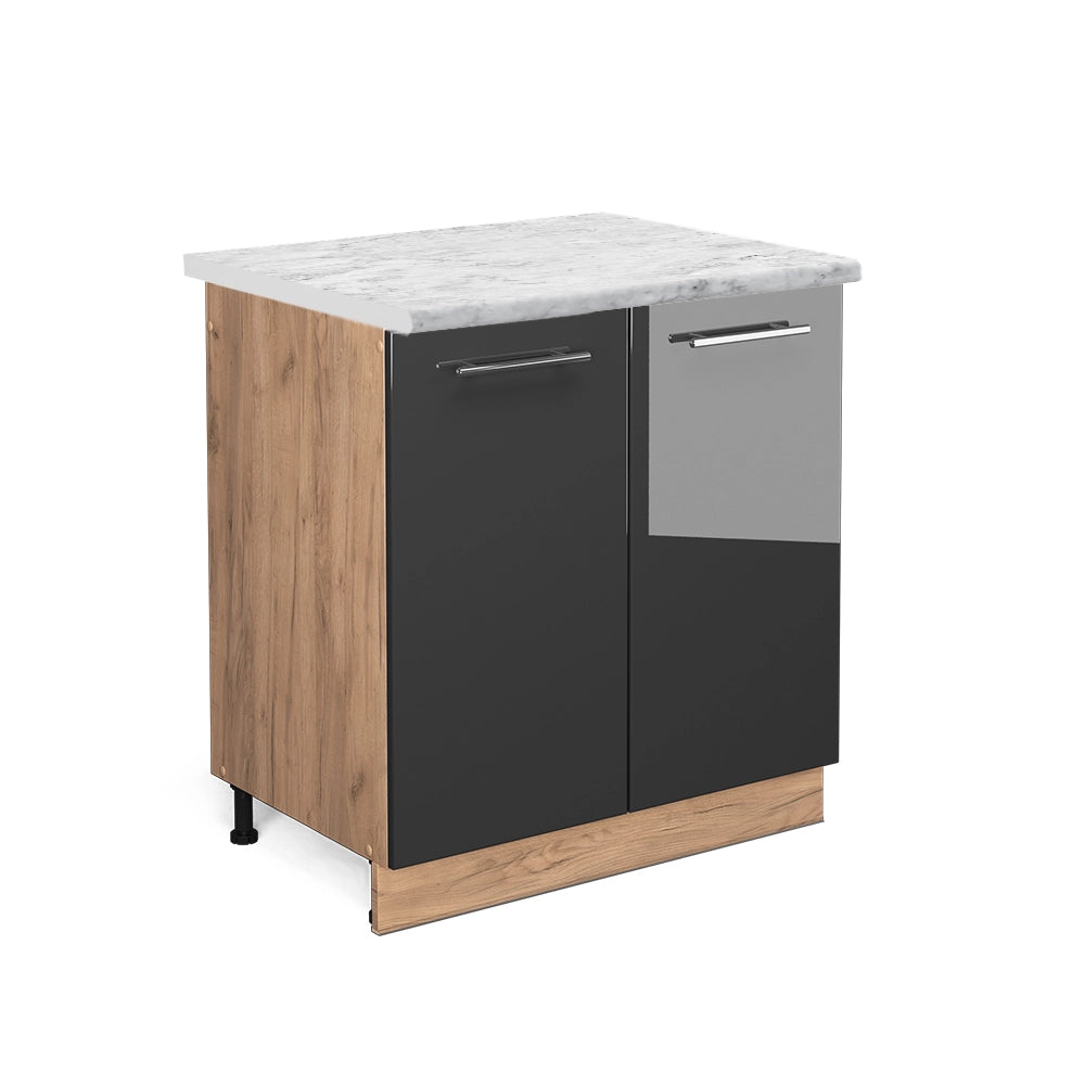 Mobile lavello cucina Fame-Line Antracite lucido/Rovere dorato 80 cm, PL Marmo Vicco