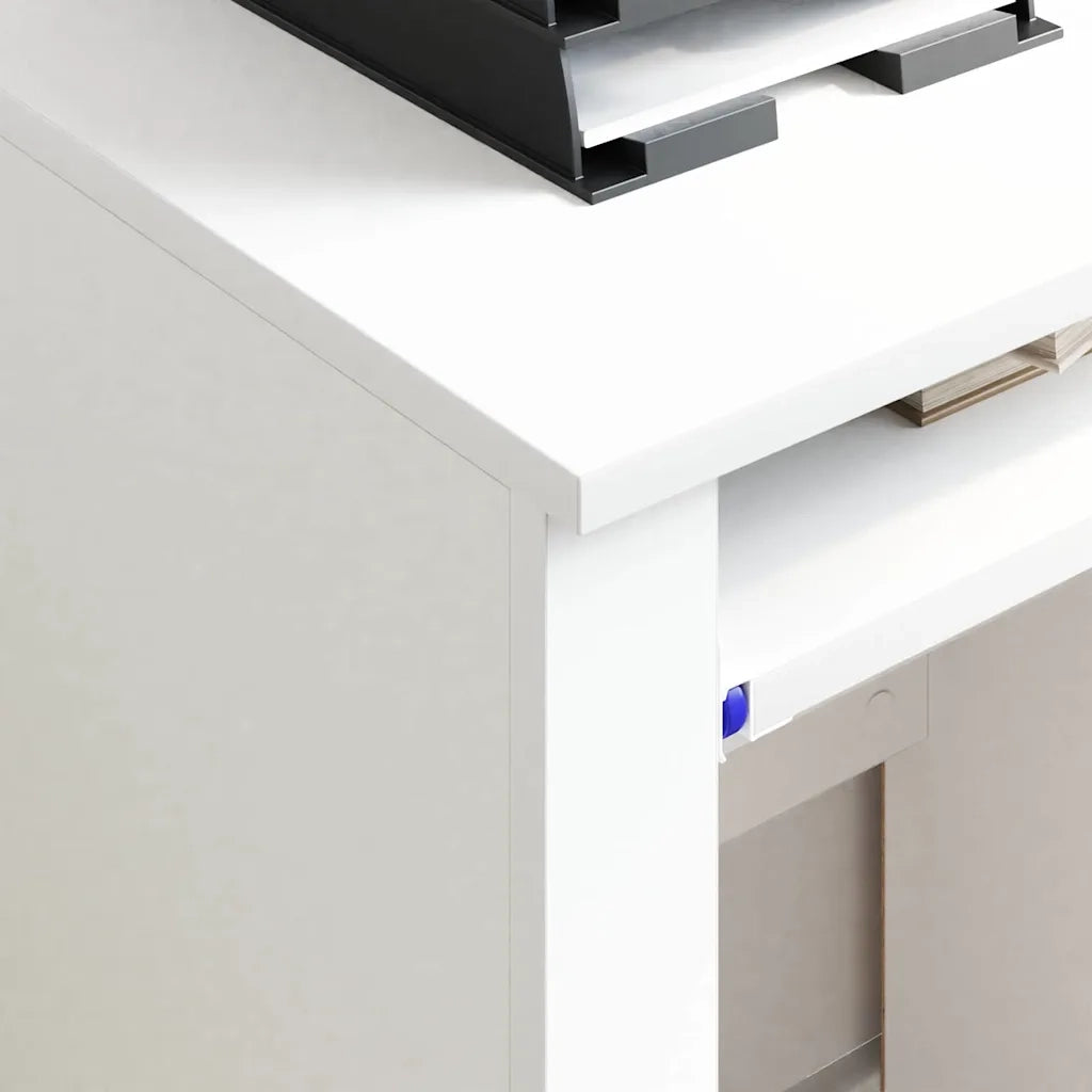 Scrivania | Tavolo da Ufficio con Ruote Bianco 91 x 50 x 77 cm Legno multistrato