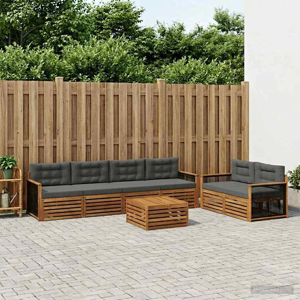 Set di divani da esterno 7 pz Naturale e Antracite 3383055