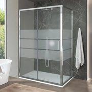 Box doccia angolare 90x160 cm con porta scorrevole in vetro serigrafato Ted