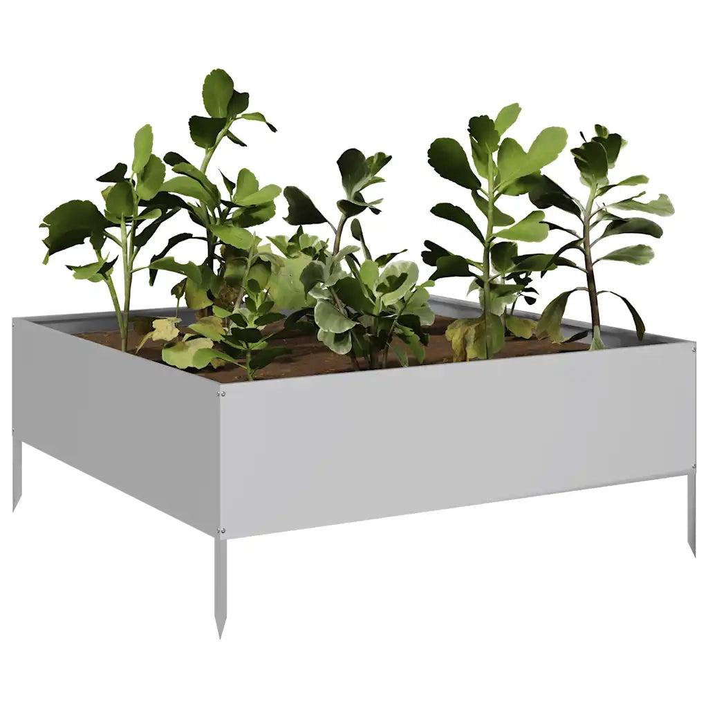 Fioriera Rialzata da Giardino-Vaso da Esterno-Fioriera Elevata 100x100x25 cm in Acciaio Zincato