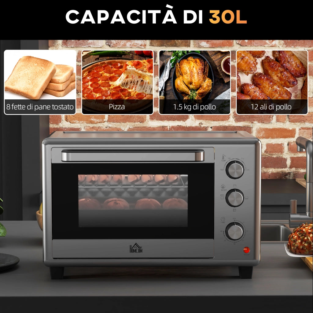 Forno Elettrico 30L ¨C zephmum ¨C Argento 1600W Timer 3 Funzioni
