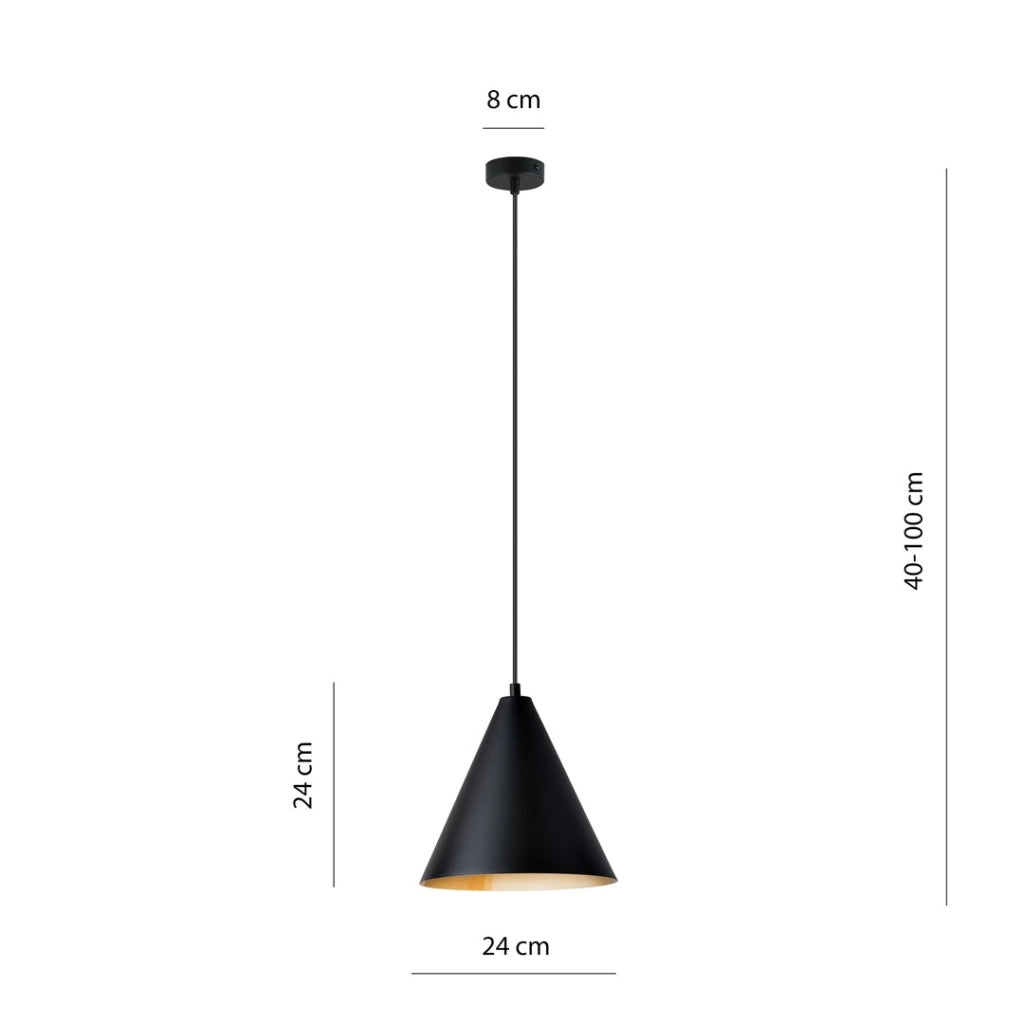 Lampada a sospensione Rebel nera oro Emibig E27 Ø24