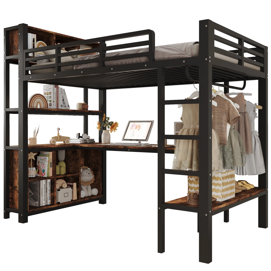 letto a castello mdf metallo nero 90 x 200 cm