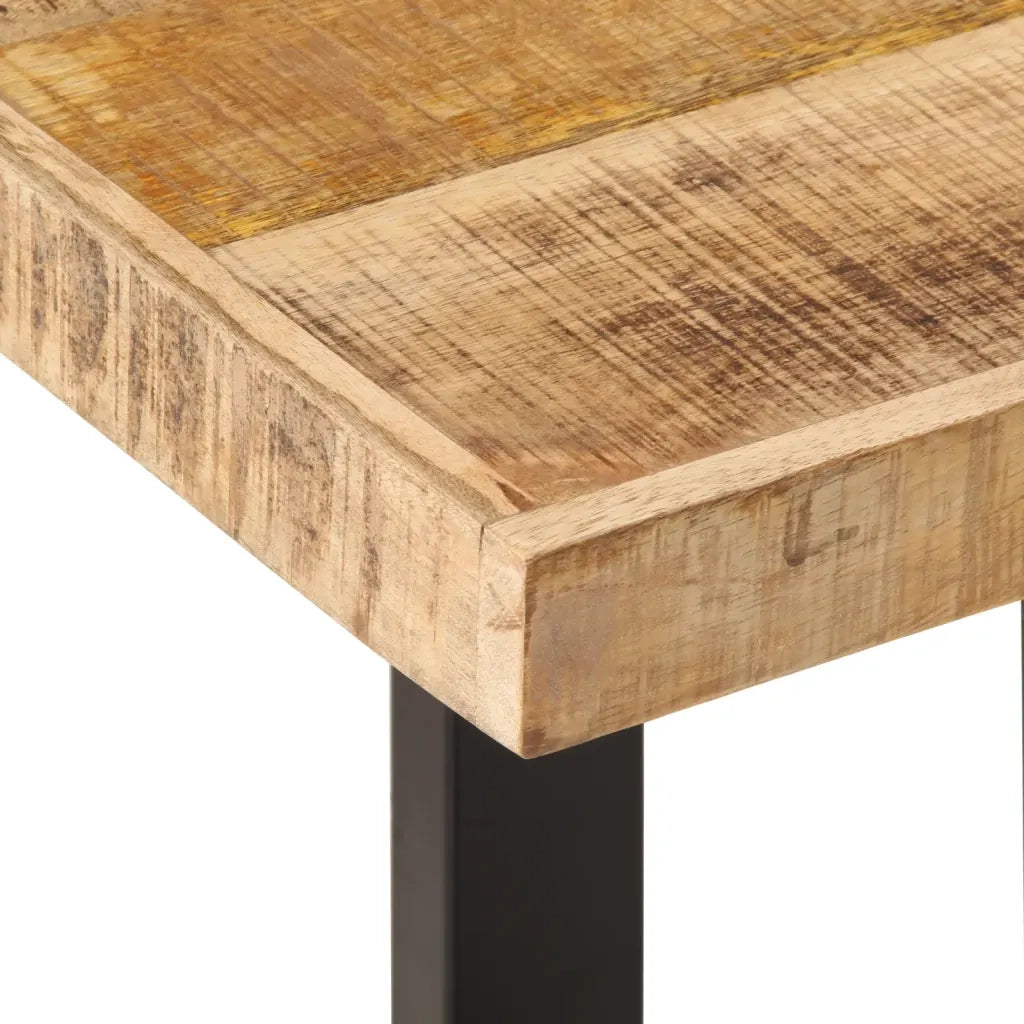 Panca-Sgabello 160 cm in Legno Massello di Mango Grezzo e Acciaio