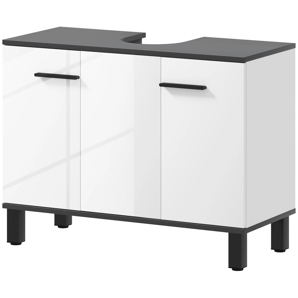 Mobiletto Sottolavabo con 2 Ante e Ripiani Regolabili ¨C Zephmum ¨C 80x34x60 Bianco