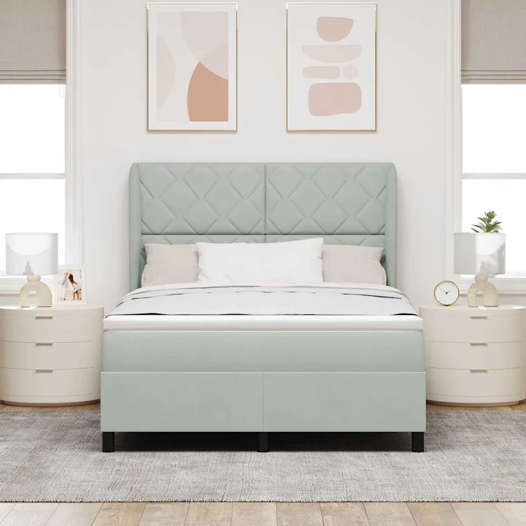 Letto a molle con materasso Grigio chiaro 200 x 140 cm Velluto 3340982