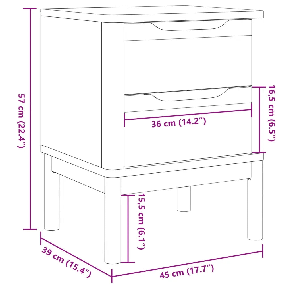 Comodino FLORO Marrone Cera 45x39x57 cm Legno di Pino 374002