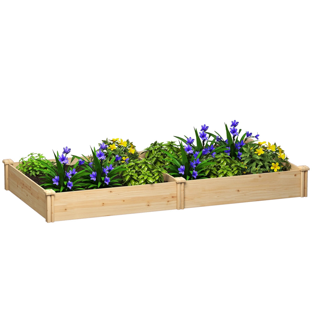 Giardino Urbano Elevato in Legno con Divisore e Base Aperta ¨C zephmum ¨C 235x121x26 cm Naturale