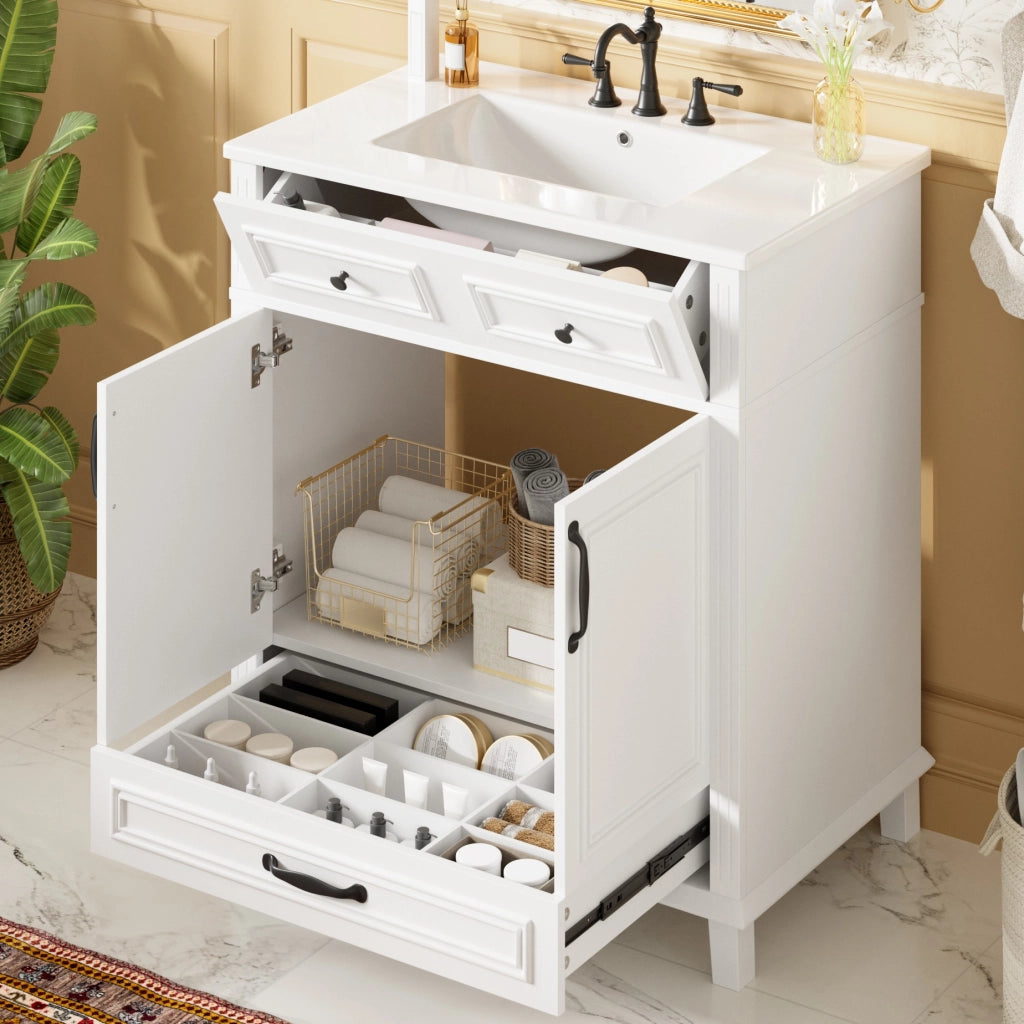 MOBILE BAGNO con lavabo integrato 77x46x86 cm MDF e Ceramica Bianco