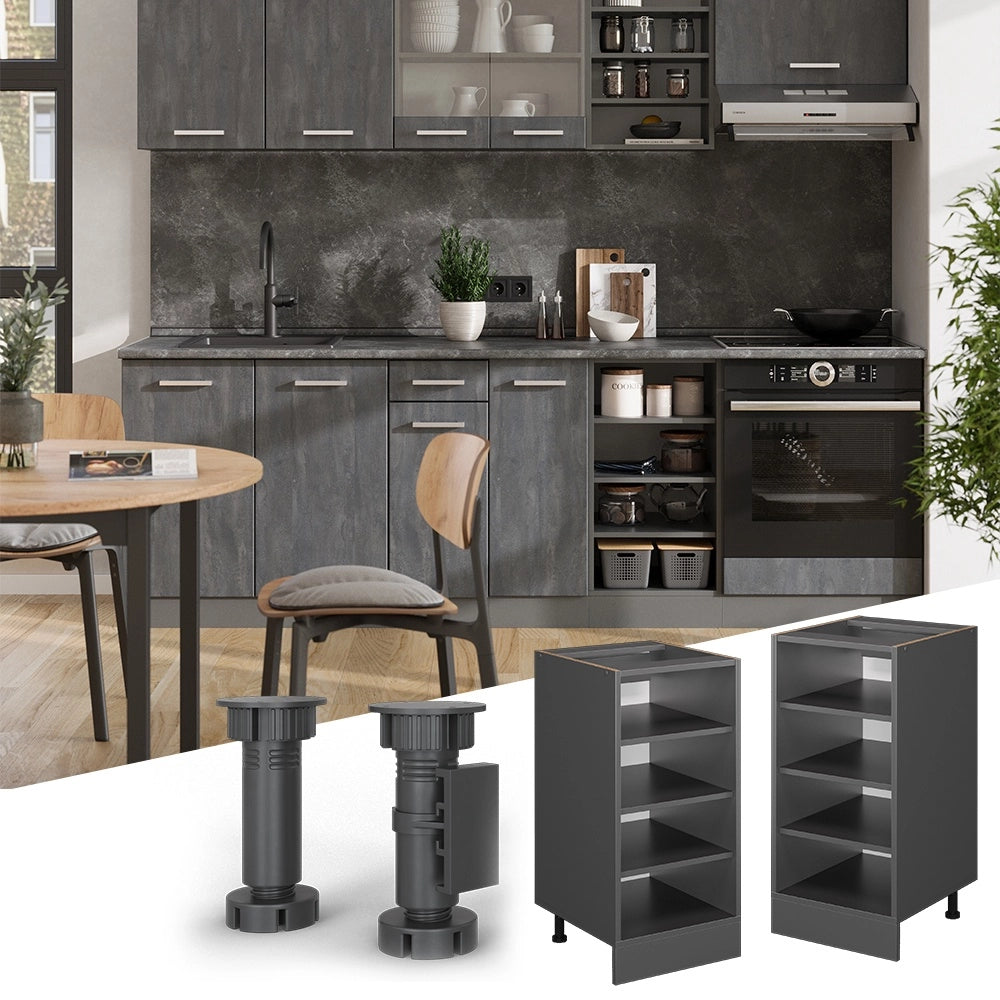 Scaffale da cucina R-Line Antracite/Antracite 40 cm PL Marmo Vicco