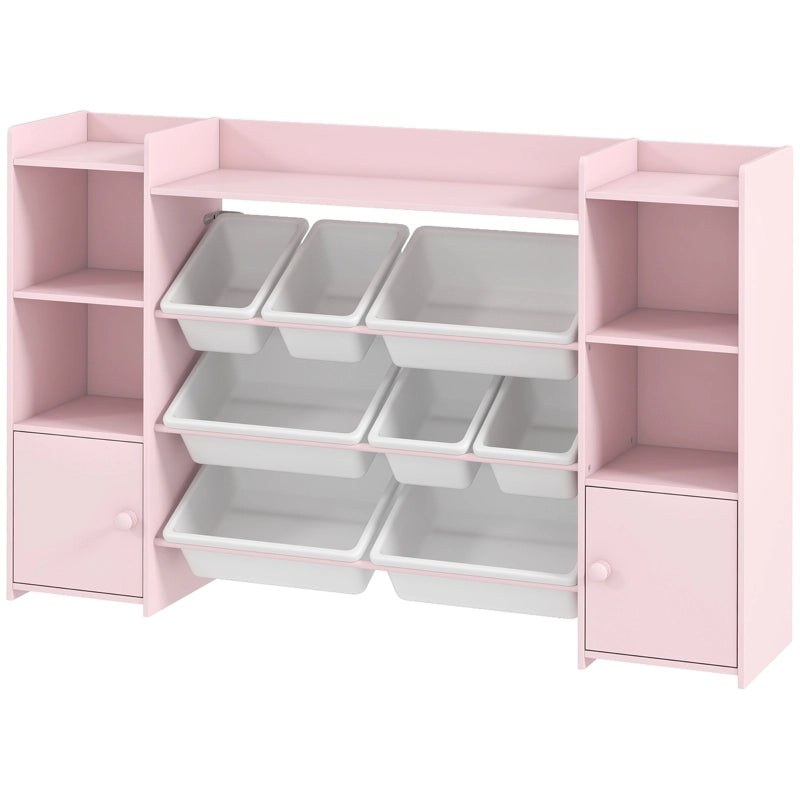 Scaffale portaoggetti per bambini, scaffale per giocattoli e libri, per tenere in ordine, 8 scatole rimovibili, rosa