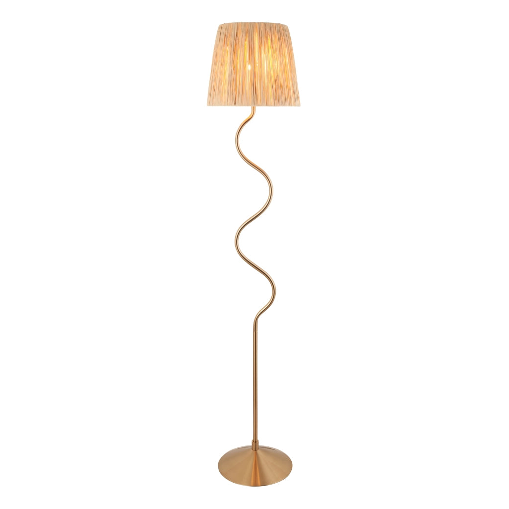 Lampada da terra boho Wriggle ottone rafia E27 Endon