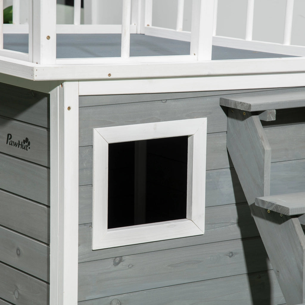 Casetta per Cani con Terrazza ¨C Minimal ¨C 121x77x78 cm Grigio Chiaro