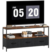 Mobile TV per TV fino a 55 pollici con 3 cassetti e piedi in acciaio ¨C zephmum ¨C marrone 120x29x56 cm
