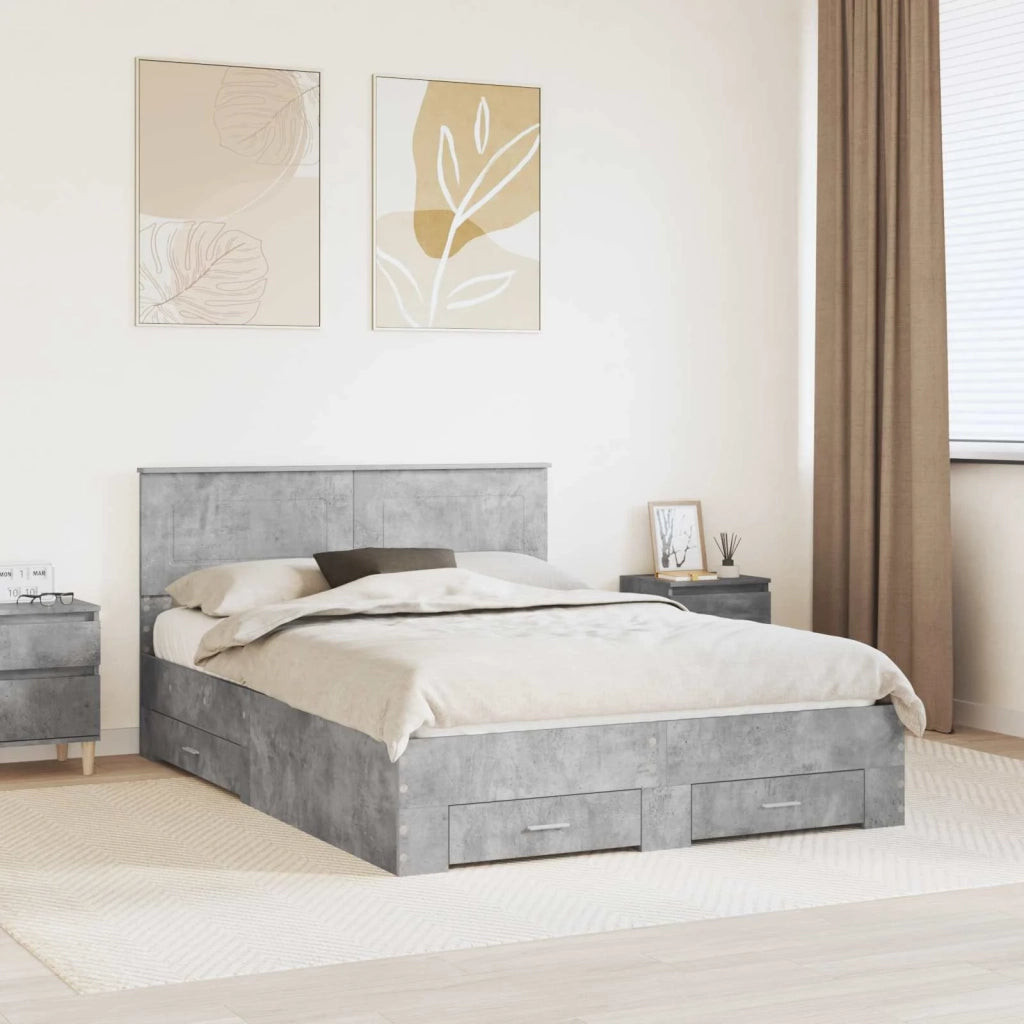 Struttura del letto con testiera Grigio cemento 150 x 200 cm 3408250