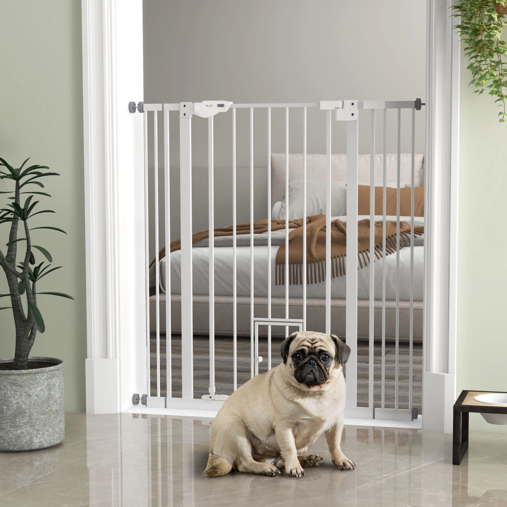 Cancello per cani ¨C zephmum ¨C acciaio, bianco 104 cm
