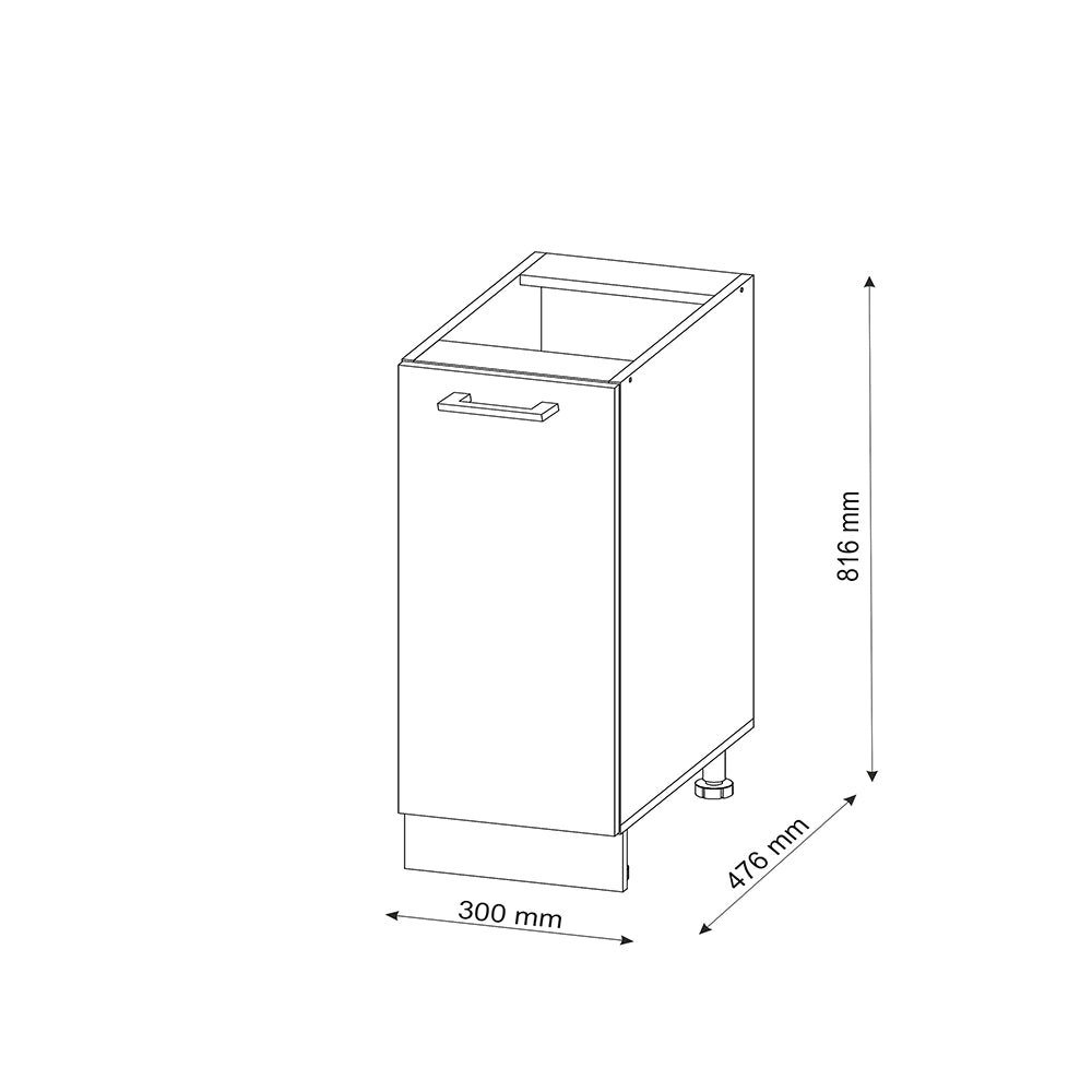 Vicco Base universale Bianco lucido 30 cm con anta, senza piano di lavoro