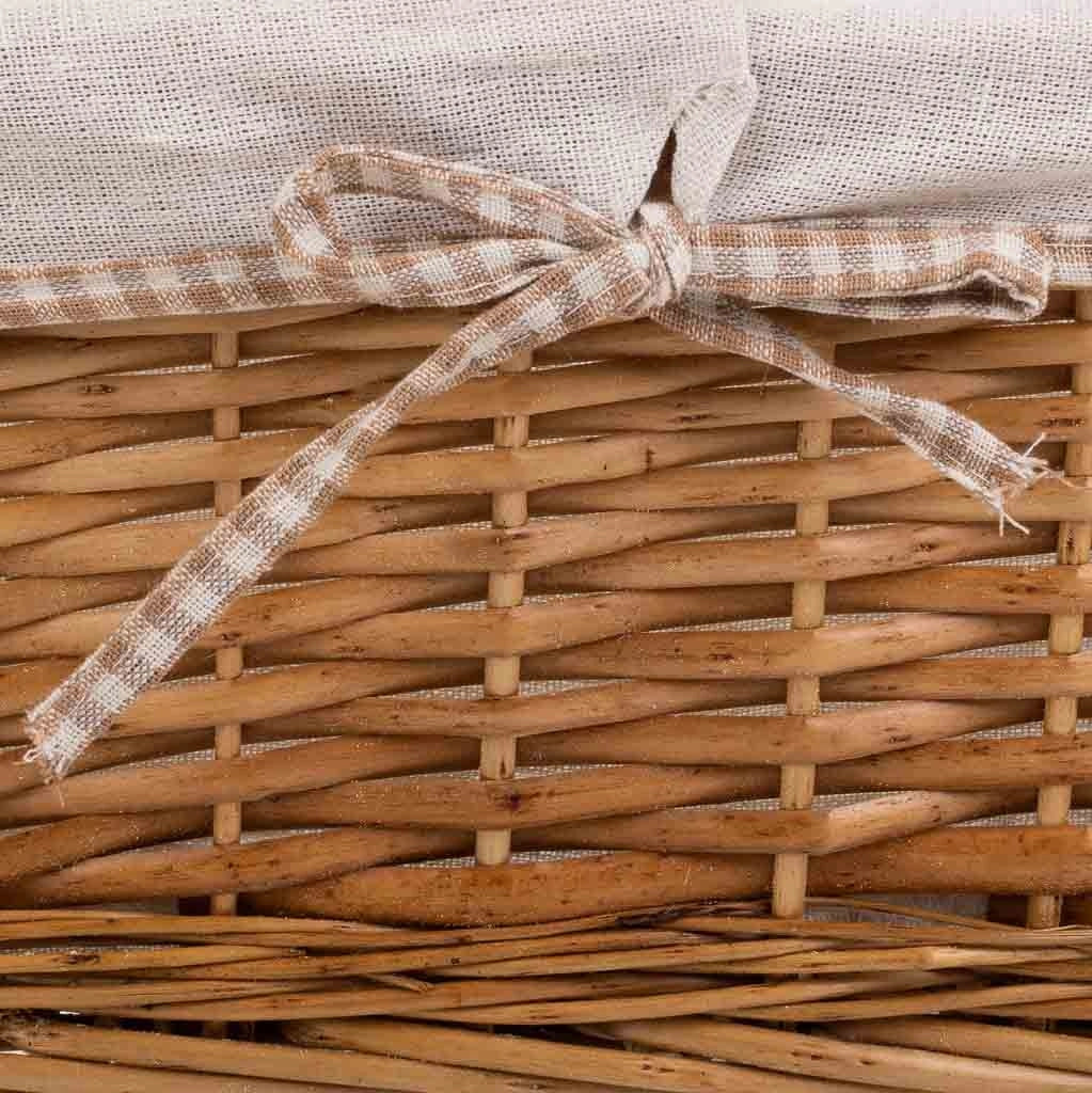 Set di 3 cestini in vimini foderati marroni