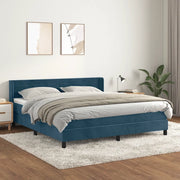 Giroletto a Molle con Materasso Blu Scuro 160x200 cm in Velluto