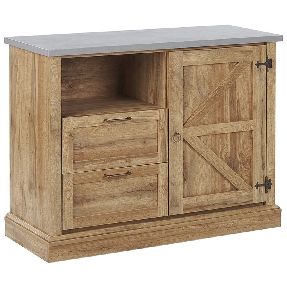 Madia credenza Finitura Legno Chiaro 100 x 40 x 79 cm Armadio 1 Anta con 2 Cassetti