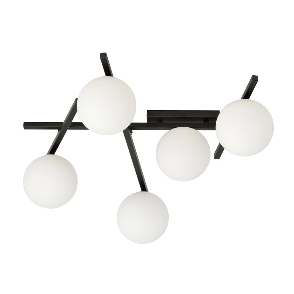 Lampadario Emibig Smart 5 luci E14 nero/opal dimmerabile 67cm