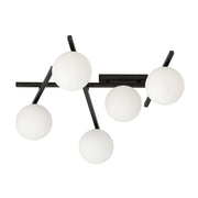 Lampadario Emibig Smart 5 luci E14 nero/opal dimmerabile 67cm