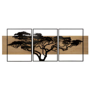 Pannello da muro Lagos in ferro e legno, set 3 pezzi 204x80 cm