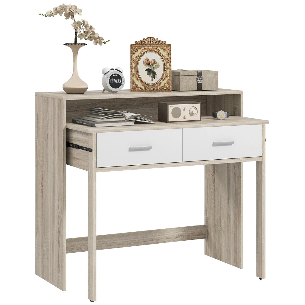 Scrivania Estensibile con Cassetti e Ruote ¨C Minimal ¨C 95x35x87 Roble