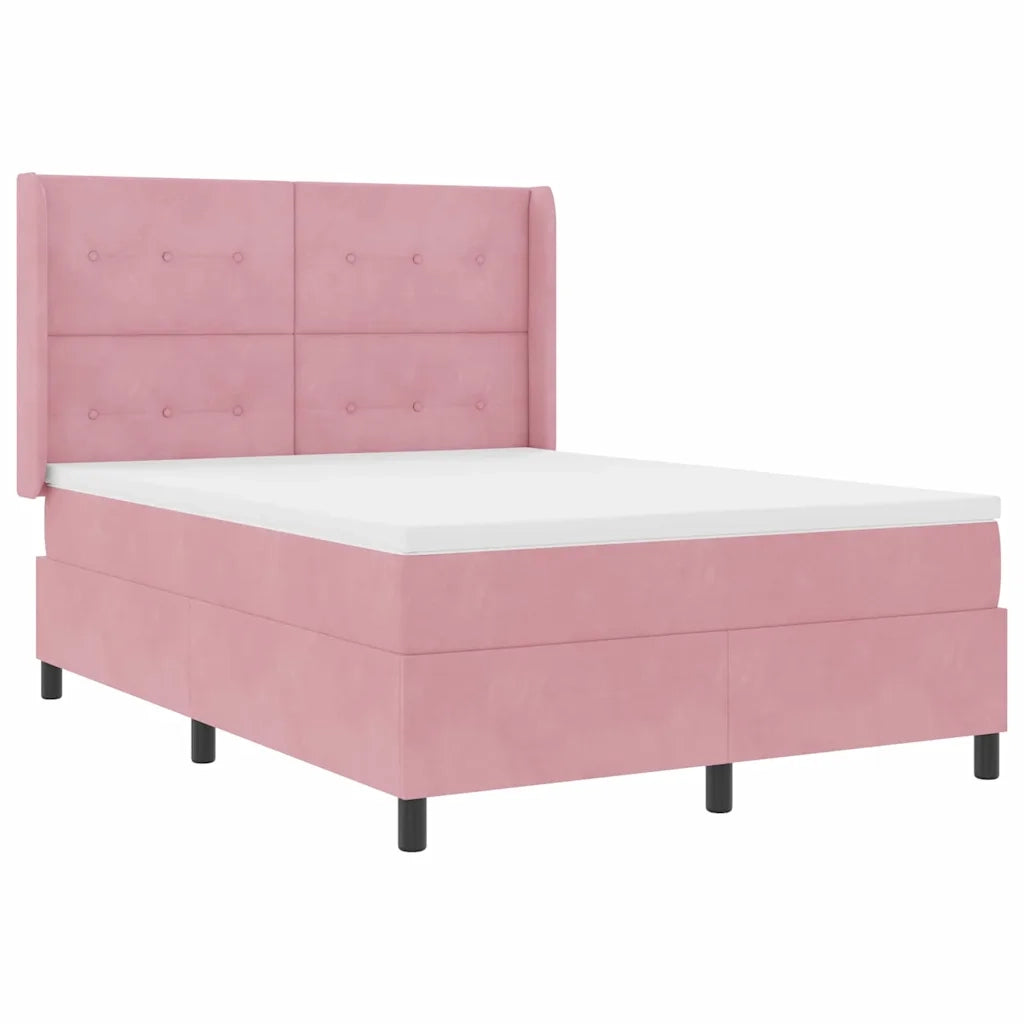 Letto a molle con materasso con led Rosa 160 x 200 cm Velluto