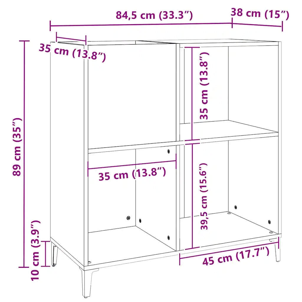 Mobile Porta Dischi Rovere Fumo 84,5x38x89 cm Legno Multistrato 832002