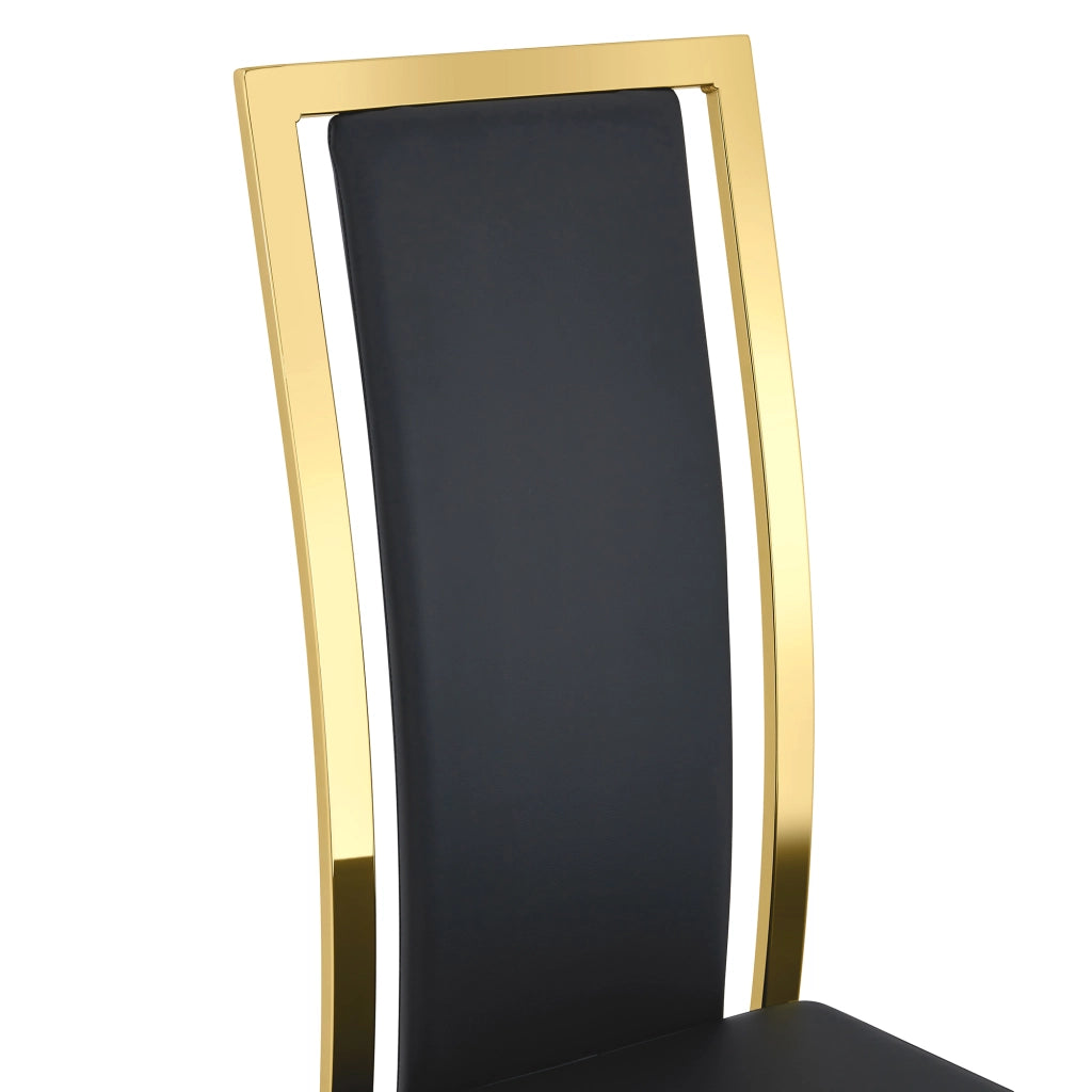 SEDIA da pranzo Set da 4 pezzi 109 cm Nero/Oro in PU e metallo