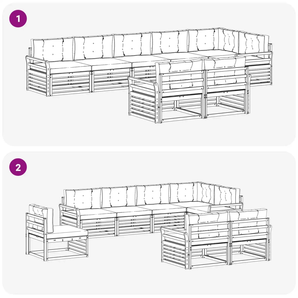 Set di divani da esterno 8 pcs Grigio Naturale e Chiaro 3373661