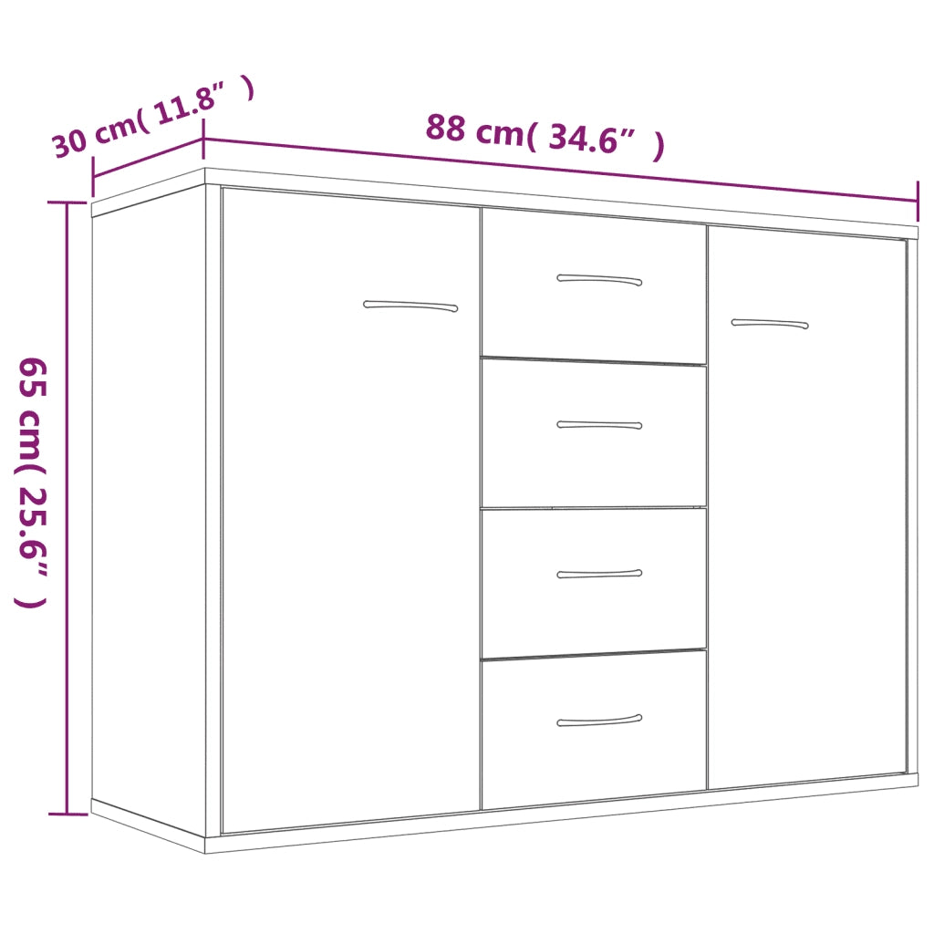 Credenza | Madia | Buffet da pranzo | Armadio da pranzo Grigio Sonoma 88x30x65 cm in Legno Multistrato