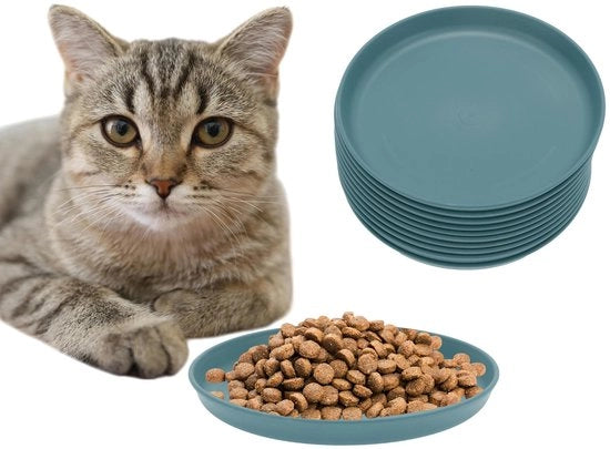 Ciotola per gatti - Piattaforma per alimenti per gatti - Ciotola per cibo per gatti rotonda - Blu scuro - Materiale PP di alta qualità - Sicuro e ecosostenibile