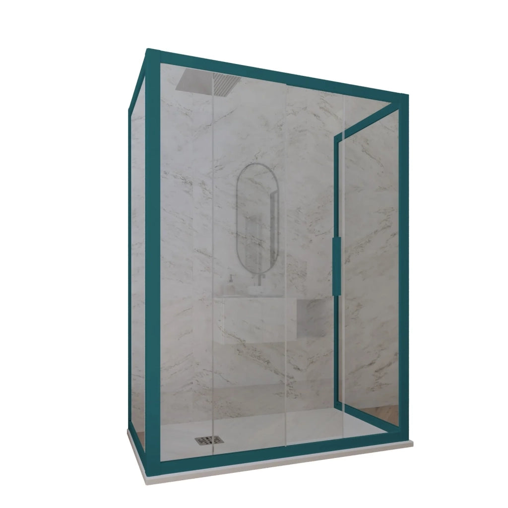 Box doccia 3 lati 70x120x70 CM H 200 Vetro Trasparente Profilo Verde Night Watch mod. Deco Trio