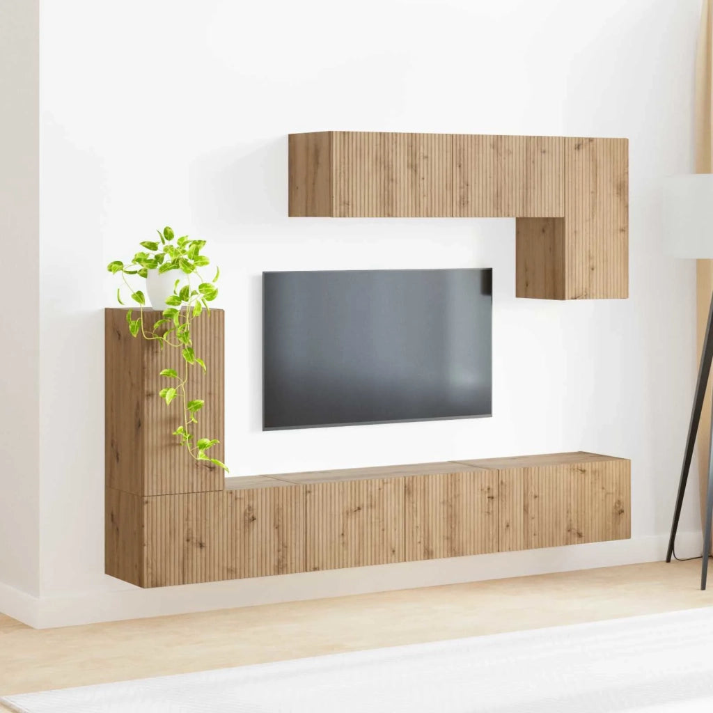 Set mobile TV 5 pcs Rovere fumé Legno multistrato 3409056