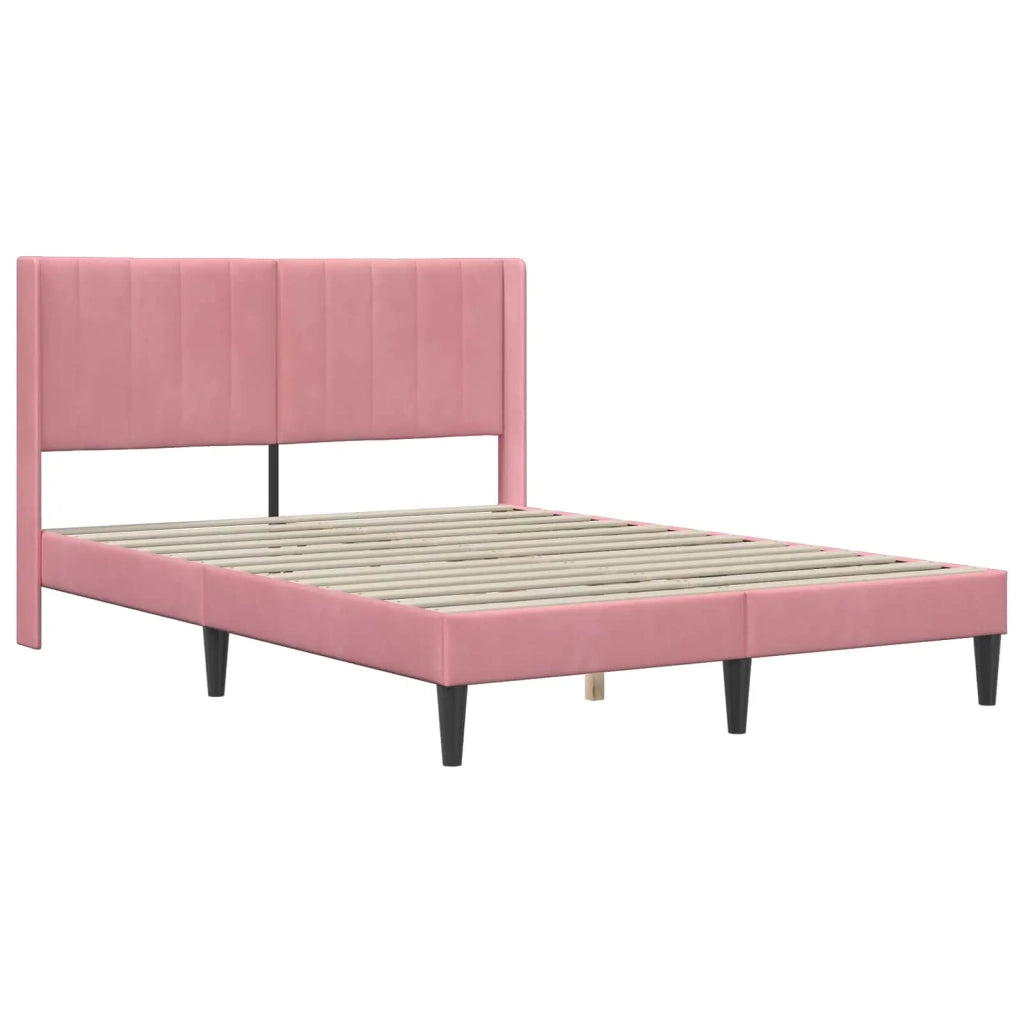 Struttura letto con materasso Rosa 140 x 190 cm Velluto 3414864