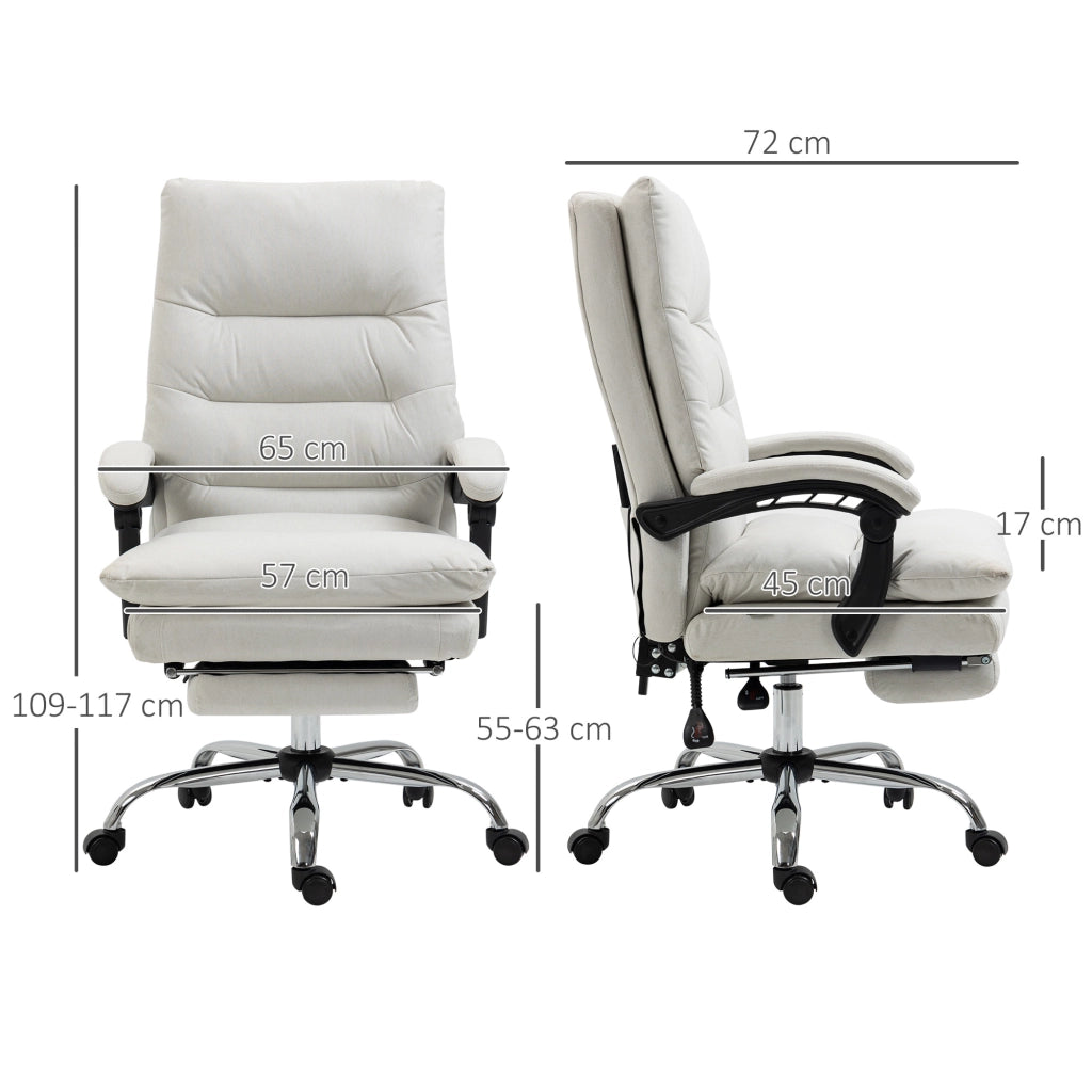 Sedia da ufficio con funzione massaggio, schienale reclinabile a 135¡ã, altezza regolabile, portata massima 120 kg, similpelle, 65x72x109-117 cm,