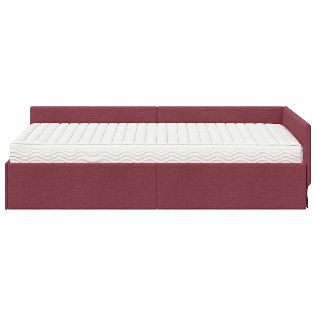 Struttura Letto Angolare con Materasso 2 pcs Rosso Tessuto 3393584