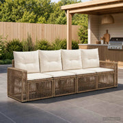 Set Divano da Giardino 4 pz Beige e Bianco Crema polyrattan 3435048