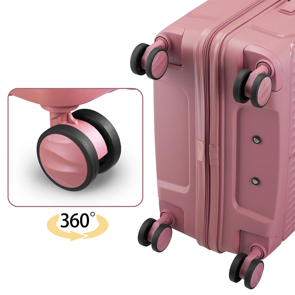 Set 3 Valigie Rigide 90-59-38L Ruote Easy Roll e Manico Telescopico in ABS Rosa