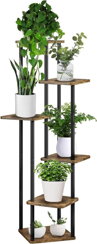 Supporto per piante 6 livelli in metallo per piante multiple in nero - Ideale per giardino di patio, soggiorno, balcone, camera da letto