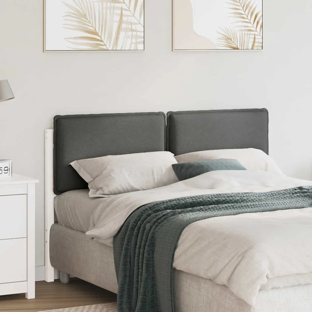 Testiera | Testata imbottita Bianco e grigio chiaro 120 cm Pino massello